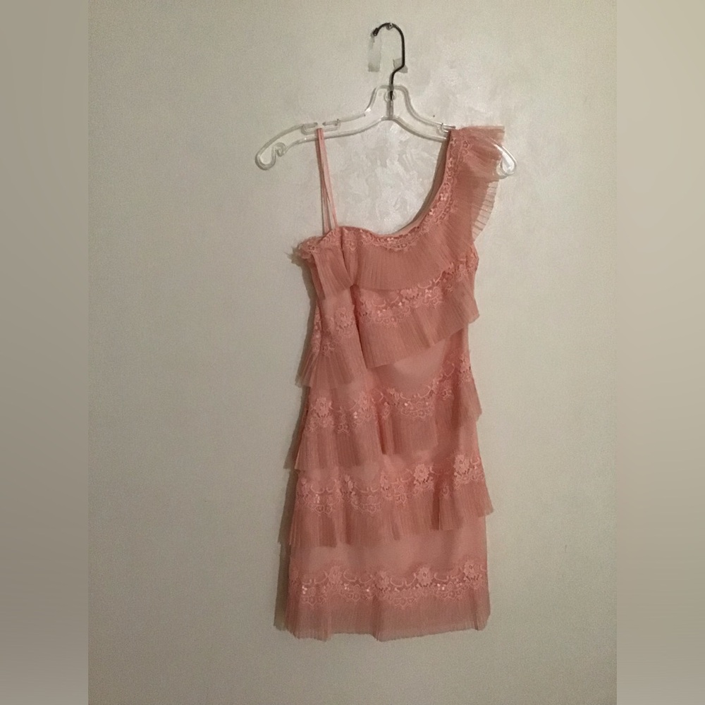 Lily Pink Ruffles One Shoulder Cocktail Dress